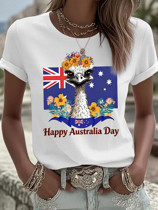 Women's Happy Australia Day Iron On Short Sleeve T-Shirt
