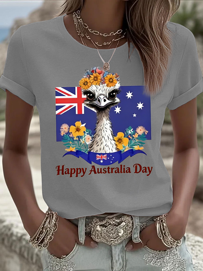 Women's Happy Australia Day Iron On Short Sleeve T-Shirt