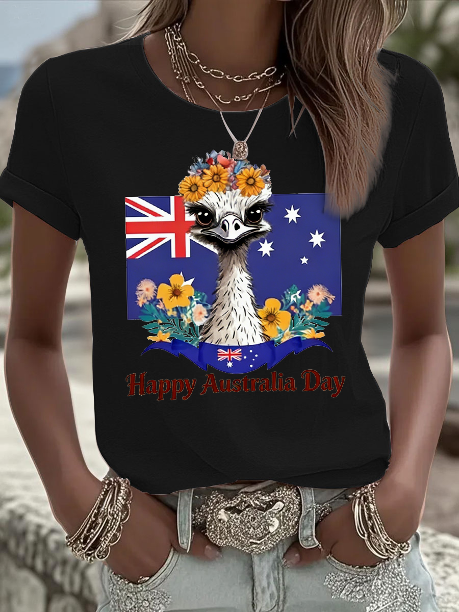 Women's Happy Australia Day Iron On Short Sleeve T-Shirt