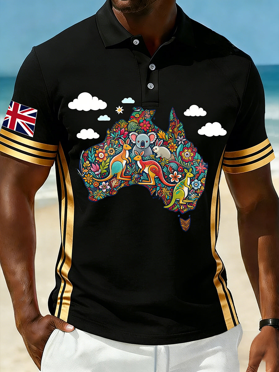 Men's Vintage Australian Holiday Smart Casual Polo Shirt