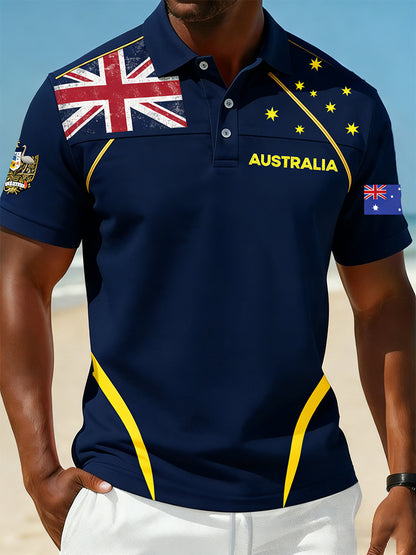 Men's Vintage Australian Holiday Smart Casual Polo Shirt