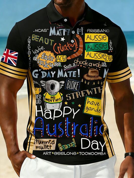 Men's Vintage Australian Holiday Smart Casual Polo Shirt