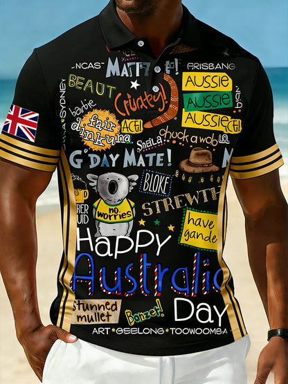 Men's Vintage Australian Holiday Smart Casual Polo Shirt