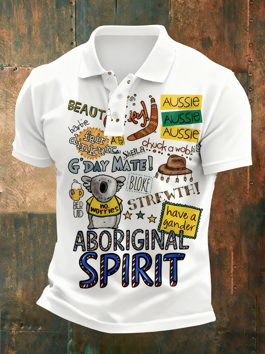 Men's Vintage Australian Holiday Smart Casual Polo Shirt