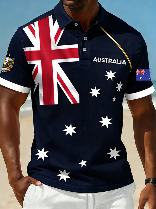 Men's Vintage Australian Holiday Smart Casual Polo Shirt