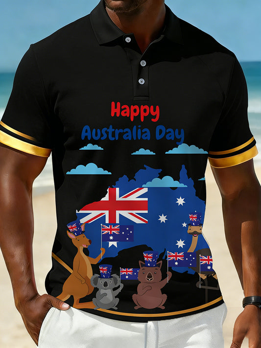 Men's Vintage Australian Holiday Smart Casual Polo Shirt