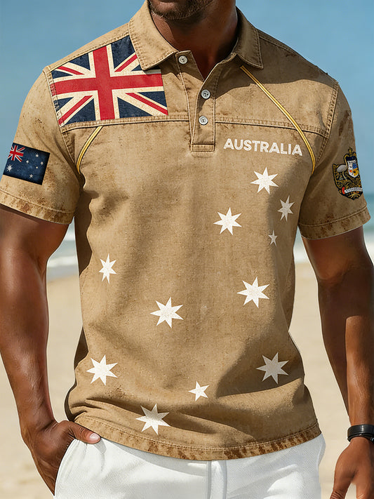 Men's Vintage Australian Holiday Smart Casual Polo Shirt