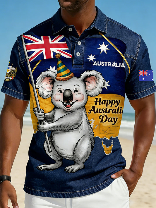 Men's Vintage Australian Holiday Smart Casual Polo Shirt