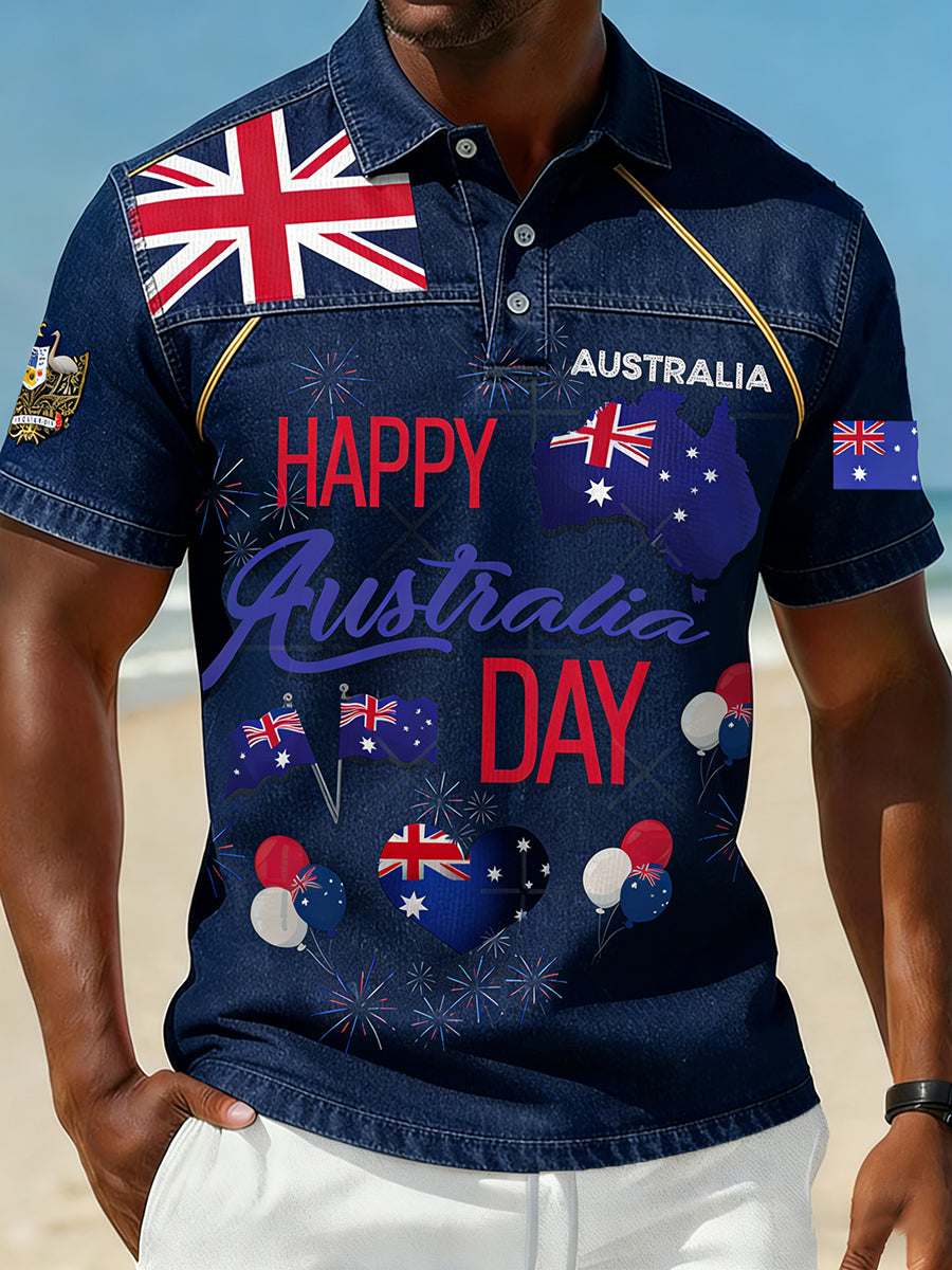 Men's Vintage Australian Holiday Smart Casual Polo Shirt
