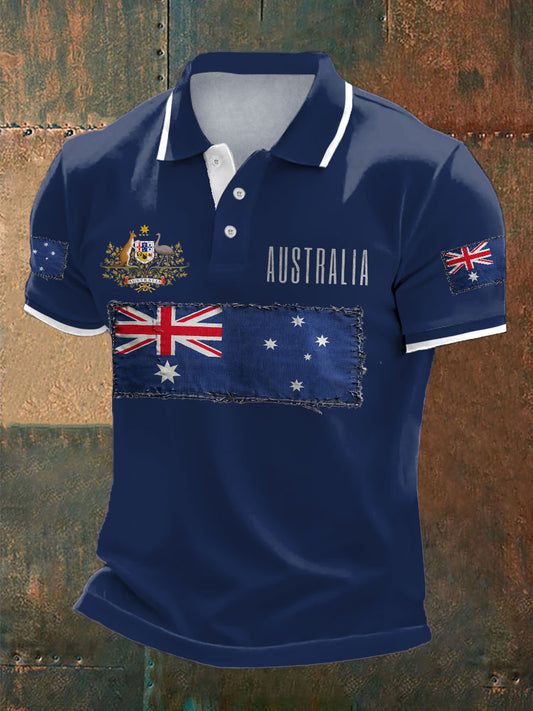 Men's Aussie Flag Art Proud Printed Casual Tops