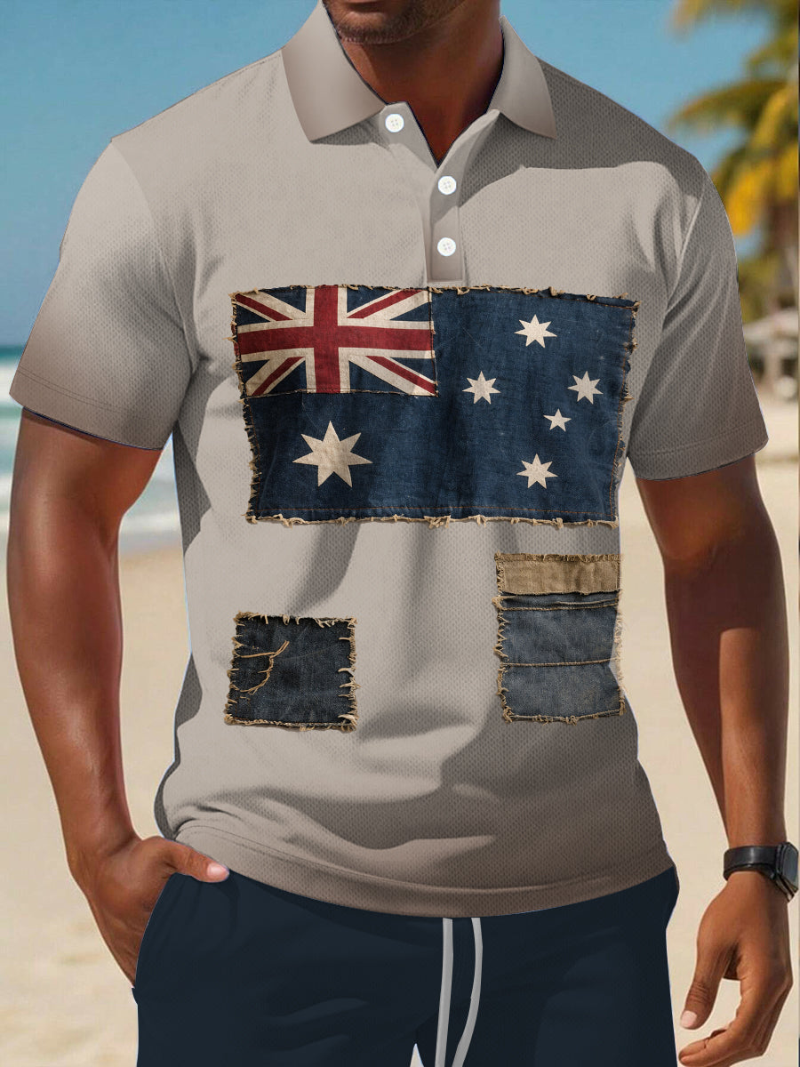 Men's Aussie Flag Art Proud Printed Casual Tops