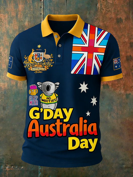 Men's Vintage Australian Holiday Smart Casual Polo Shirt
