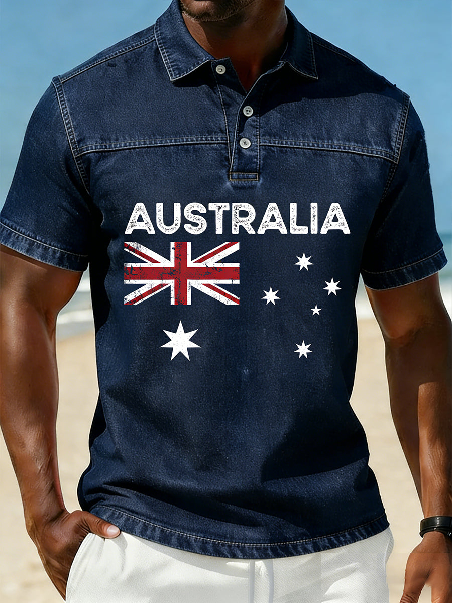 Men's Vintage Australian Holiday Smart Casual Polo Shirt