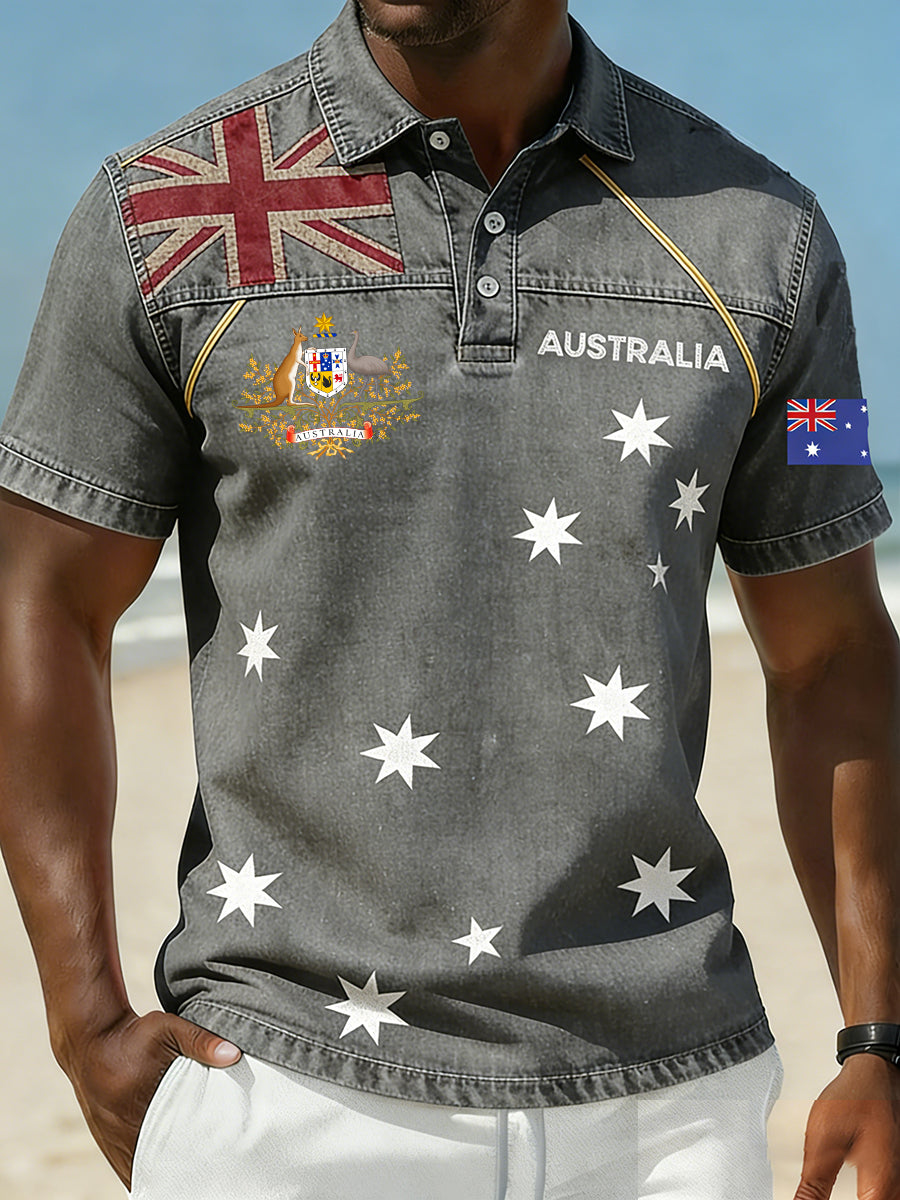 Men's Vintage Australian Holiday Smart Casual Polo Shirt