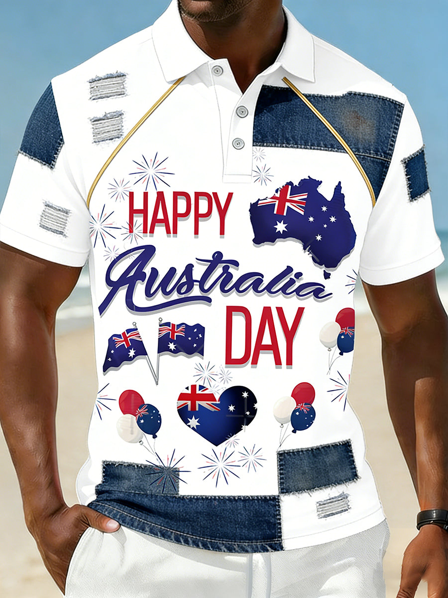 Men's Vintage Australian Holiday Smart Casual Polo Shirt