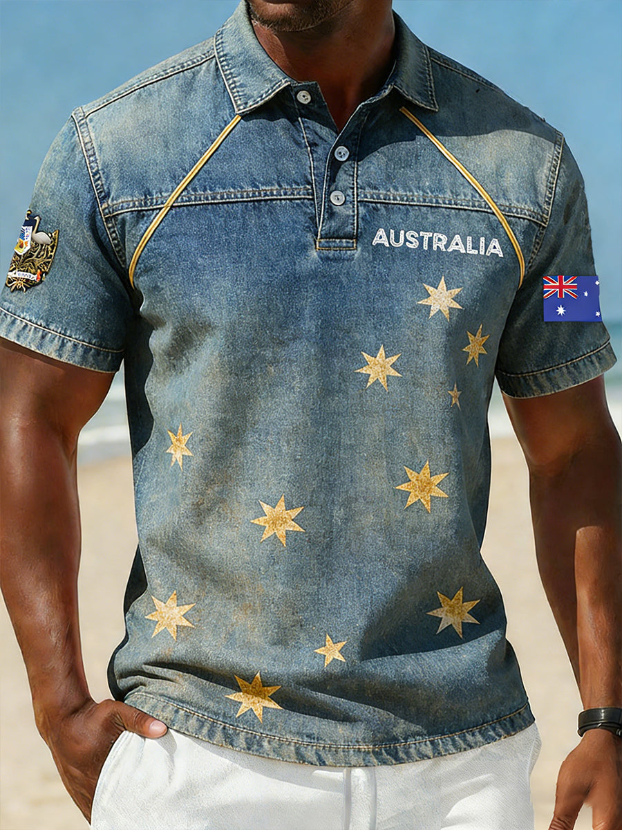 Men's Vintage Australian Holiday Smart Casual Polo Shirt
