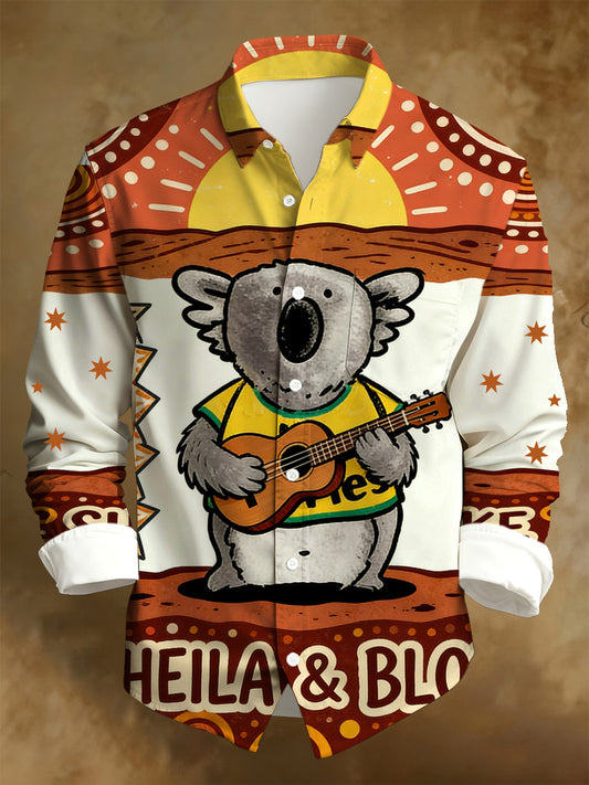 Men's Australian National Day Printed Long-Sleeved Shirt