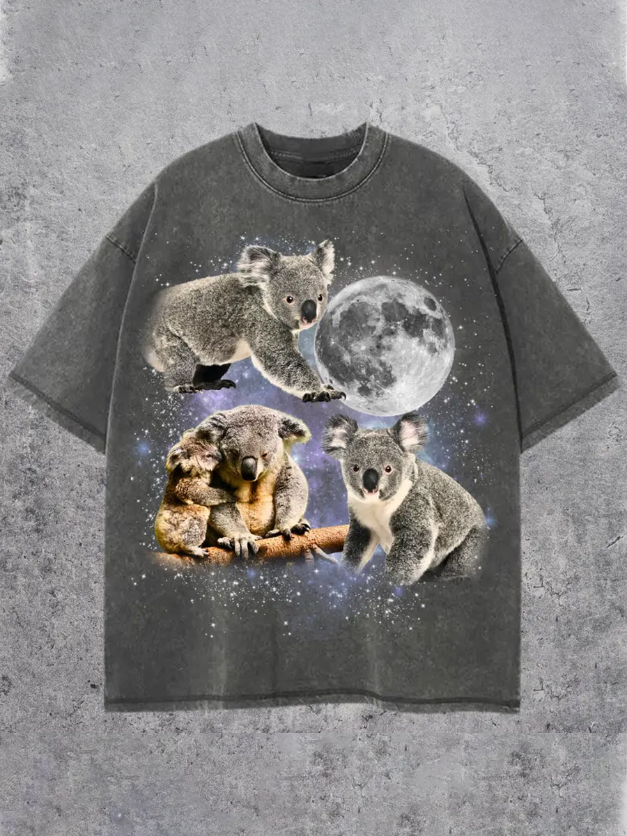 Men's Vintage Three Koala Moon Graphic Short Sleeve T-shirt