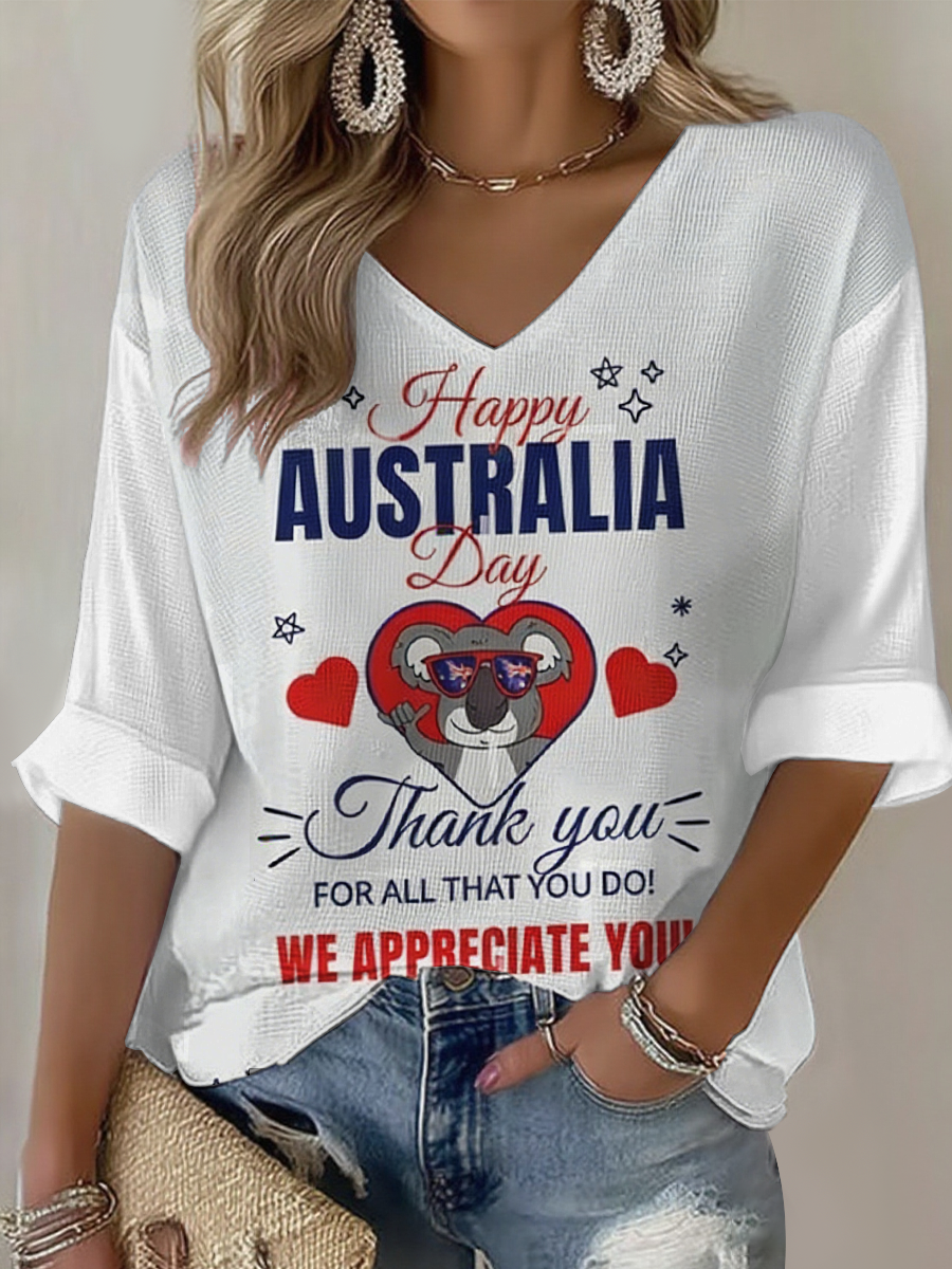 Women's Happy Australia Day Waffle T-shirt