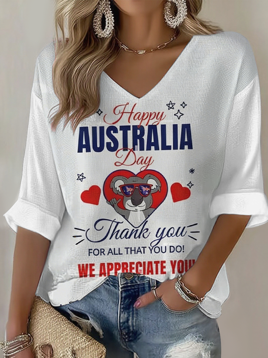 Women's Happy Australia Day Waffle T-shirt