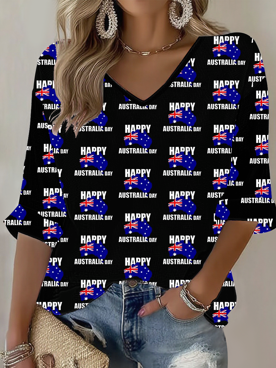 Women's Happy Australia Day Waffle T-shirt