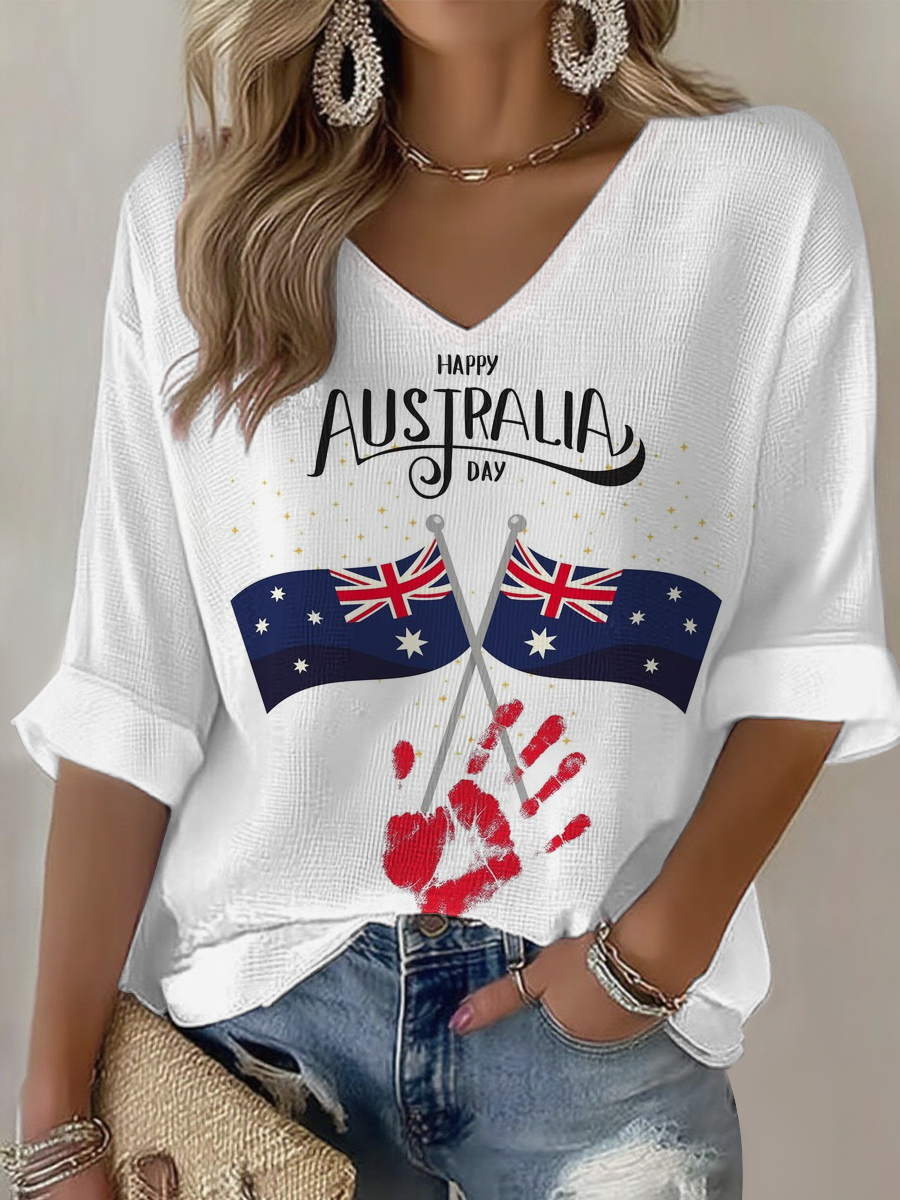 Women's Happy Australia Day Waffle T-shirt