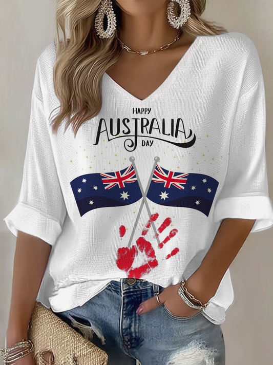 Women's Happy Australia Day Waffle T-shirt