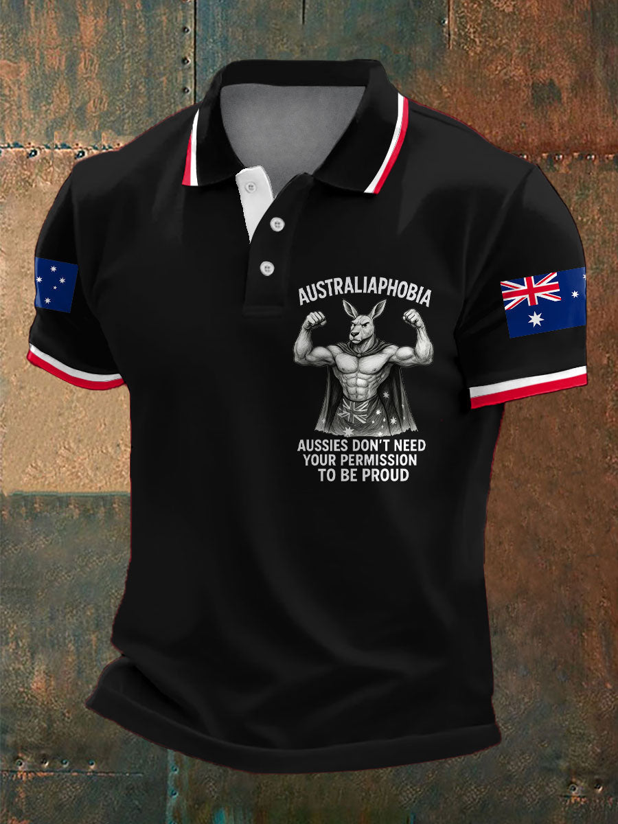 Men's Aussie Flag Proud Printed Casual Tops