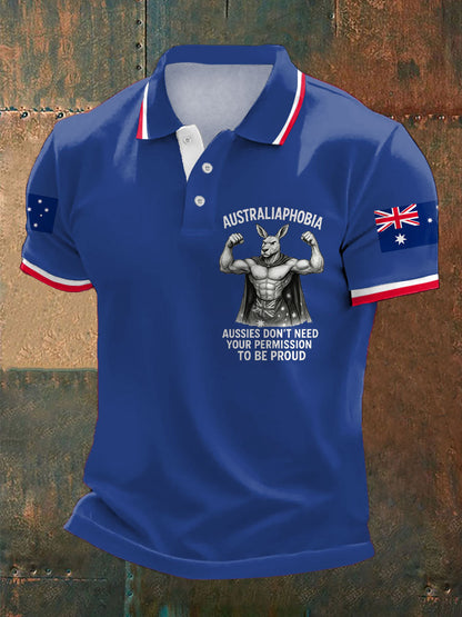 Men's Aussie Flag Proud Printed Casual Tops
