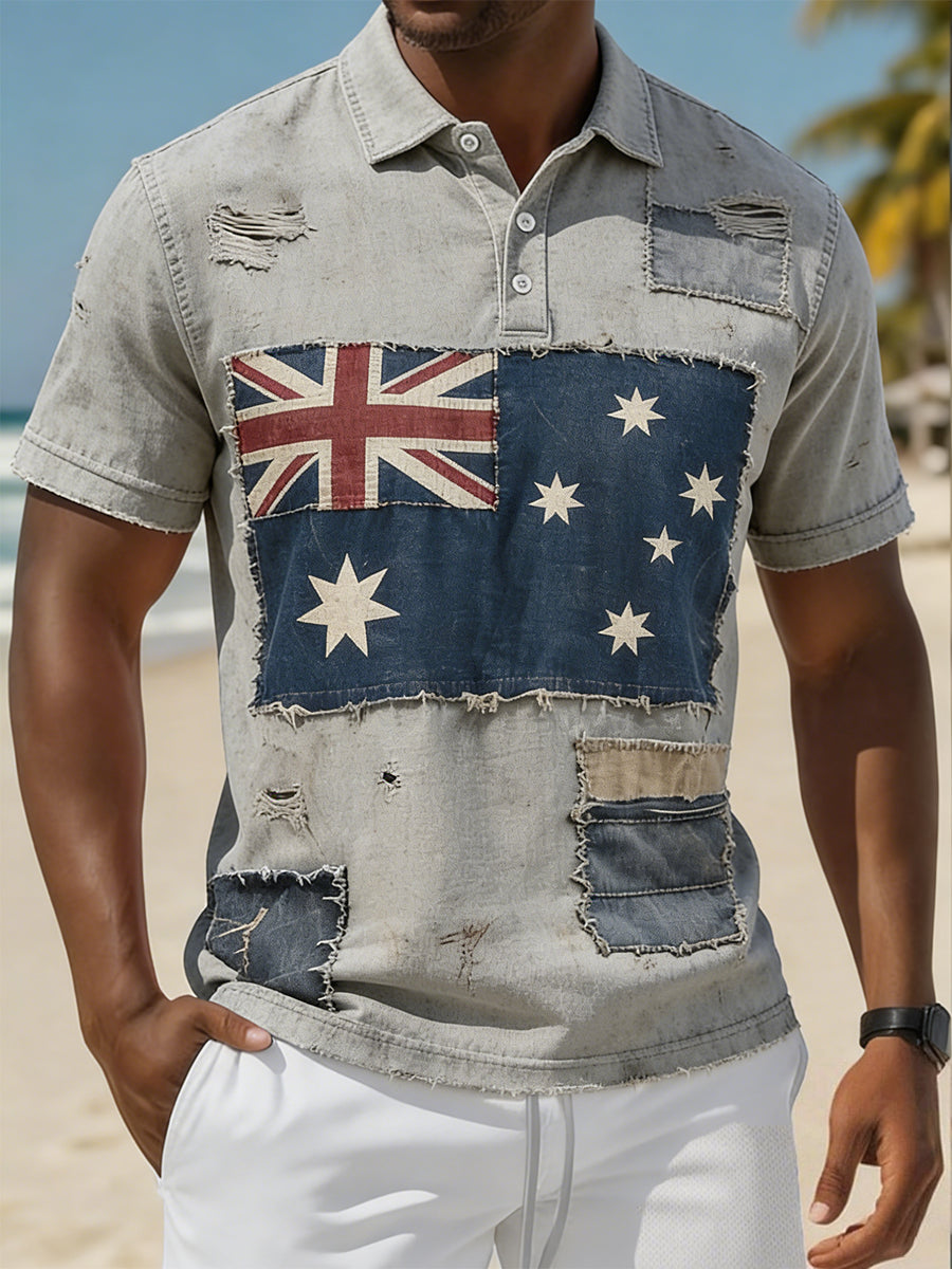 Men's Vintage-Style Australian Vacation And Leisure Comfortable Polo Shirt