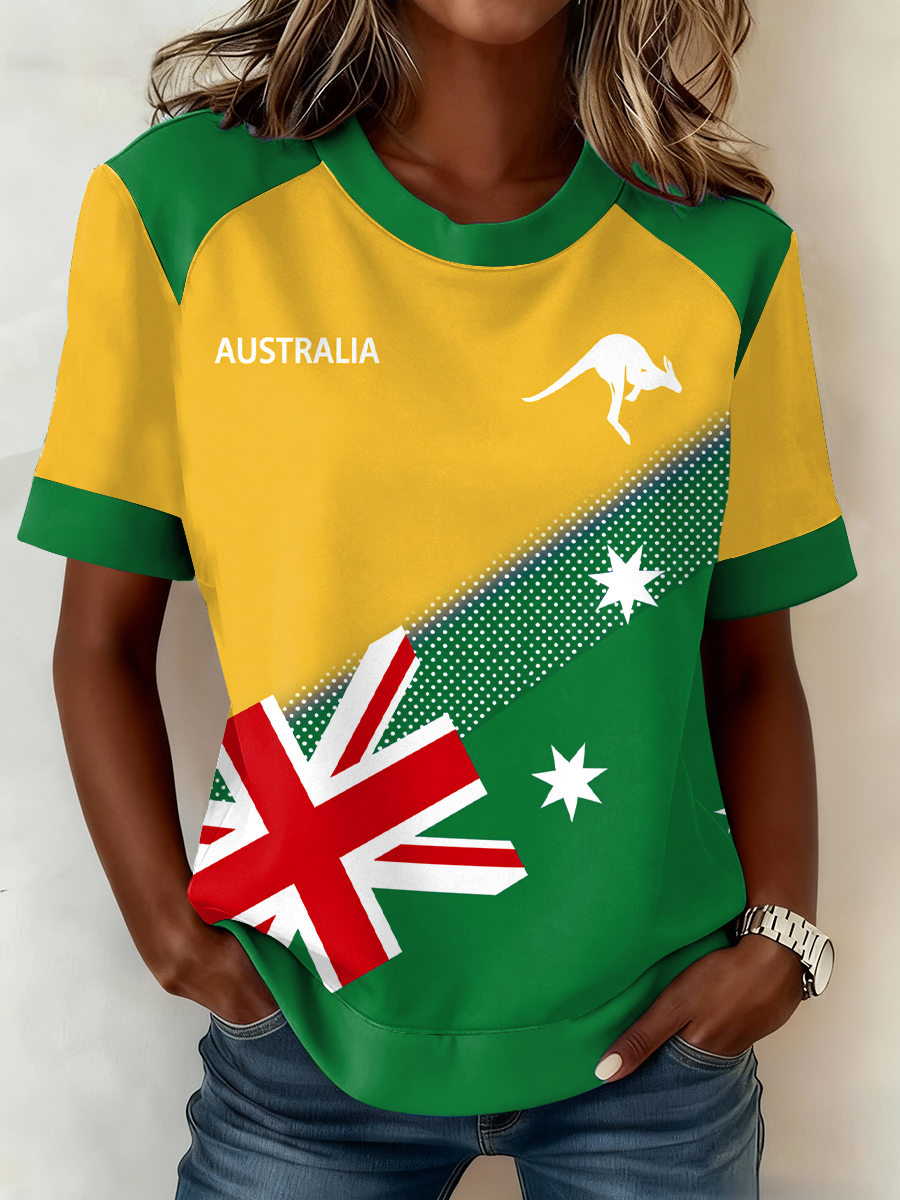 Women's Aussie Proud Australia Flag Art Printed T-shirt