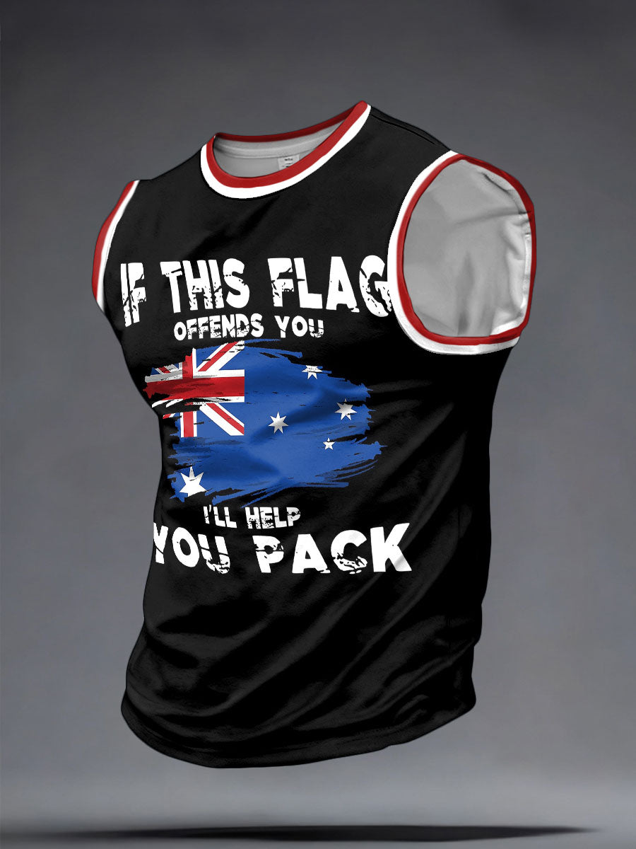 Men's Aussie Proud Australia Flag Art Printed Tank Tops