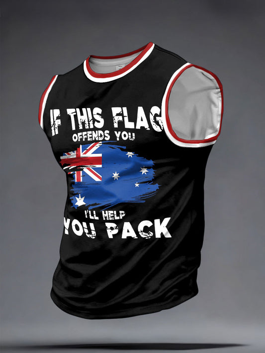 Men's Aussie Proud Australia Flag Art Printed Tank Tops