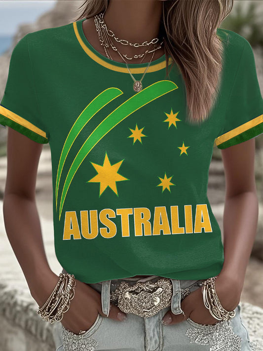 Women's Aussie Proud Australia Flag Art Printed T-shirt