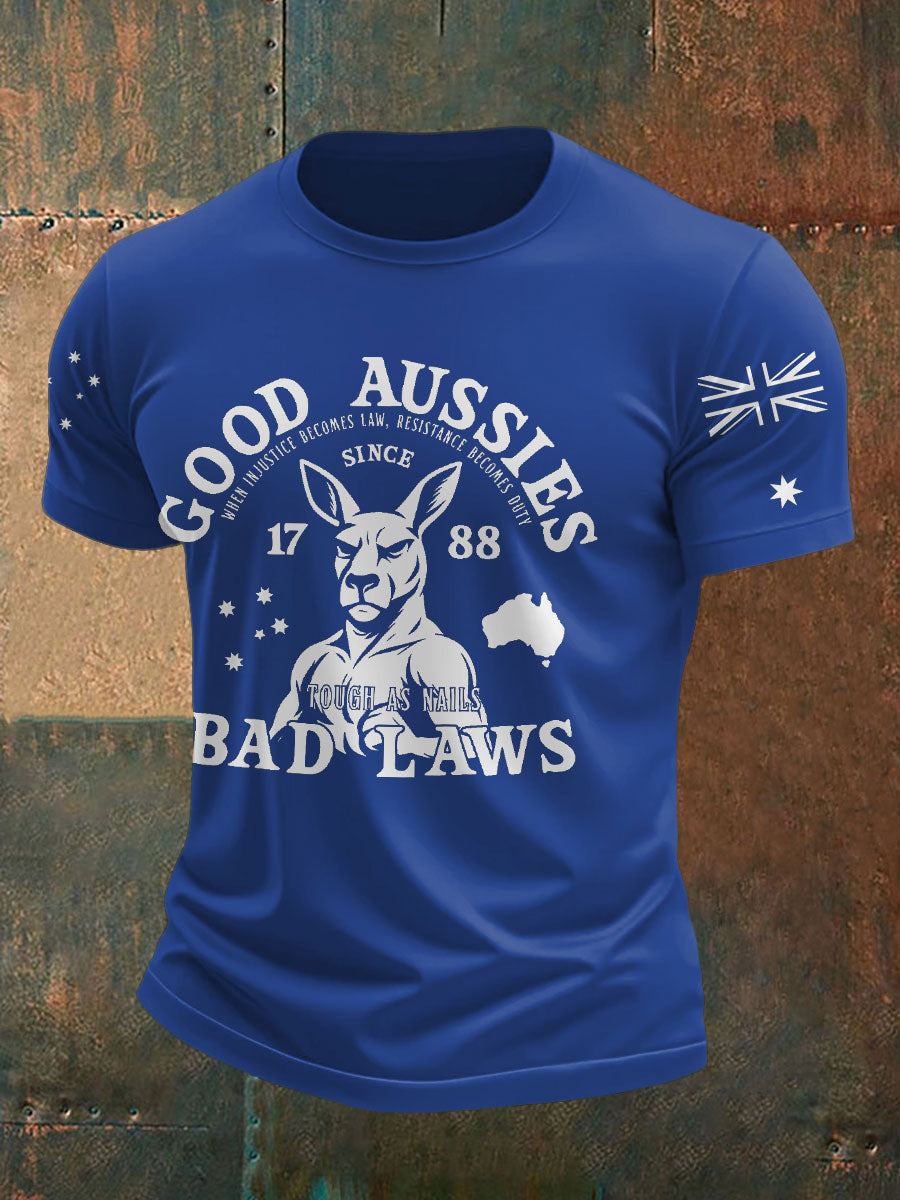 Men's Aussie Proud Australia Flag Art Printed T-shirt