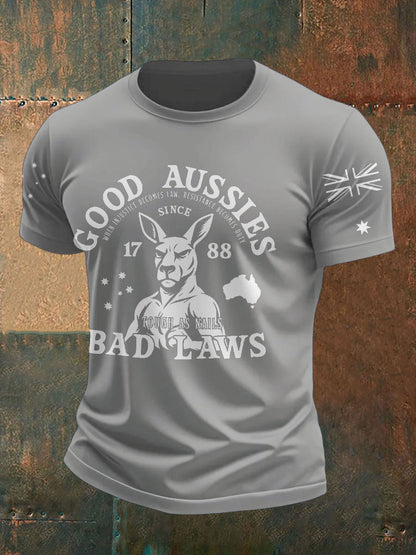 Men's Aussie Proud Australia Flag Art Printed T-shirt