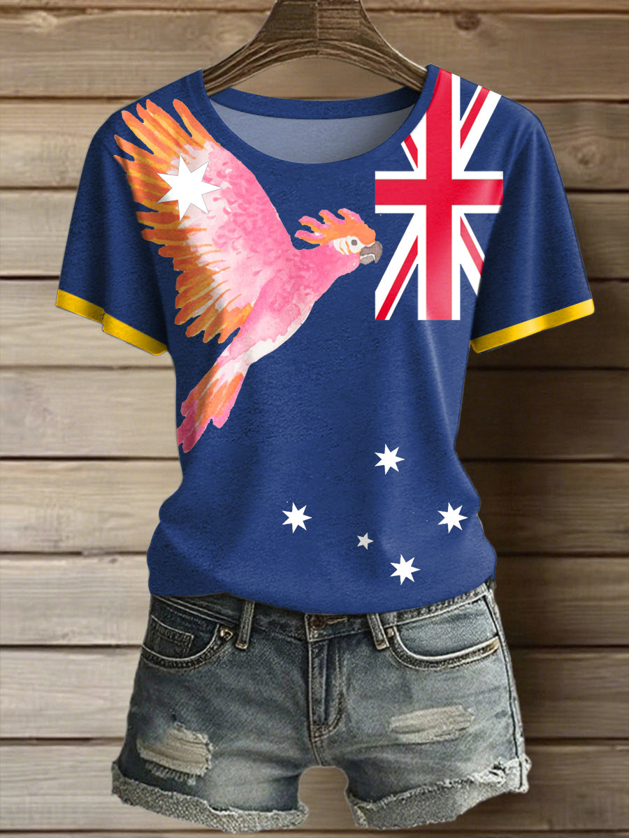 Women's Aussie Proud Australia Flag Art Printed T-shirt