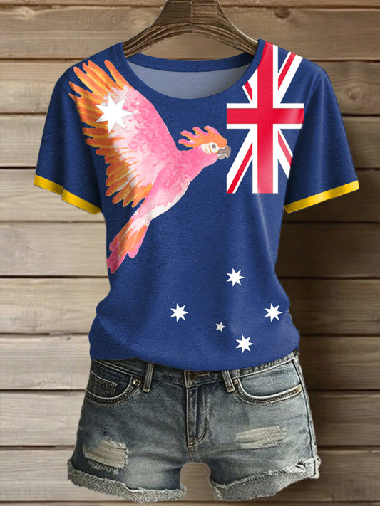 Women's Aussie Proud Australia Flag Art Printed T-shirt