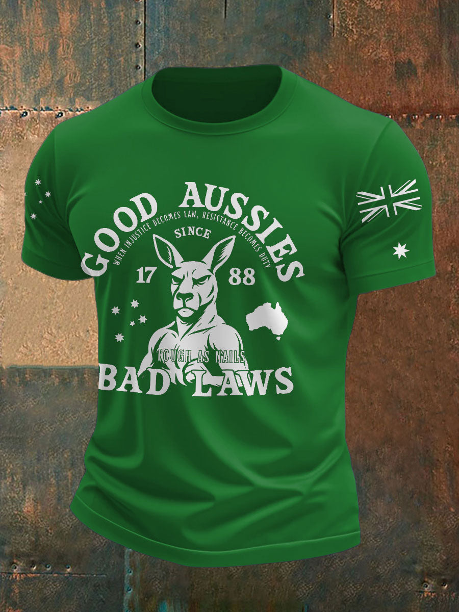 Men's Aussie Proud Australia Flag Art Printed T-shirt