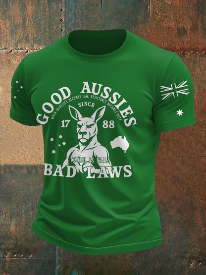 Men's Aussie Proud Australia Flag Art Printed T-shirt
