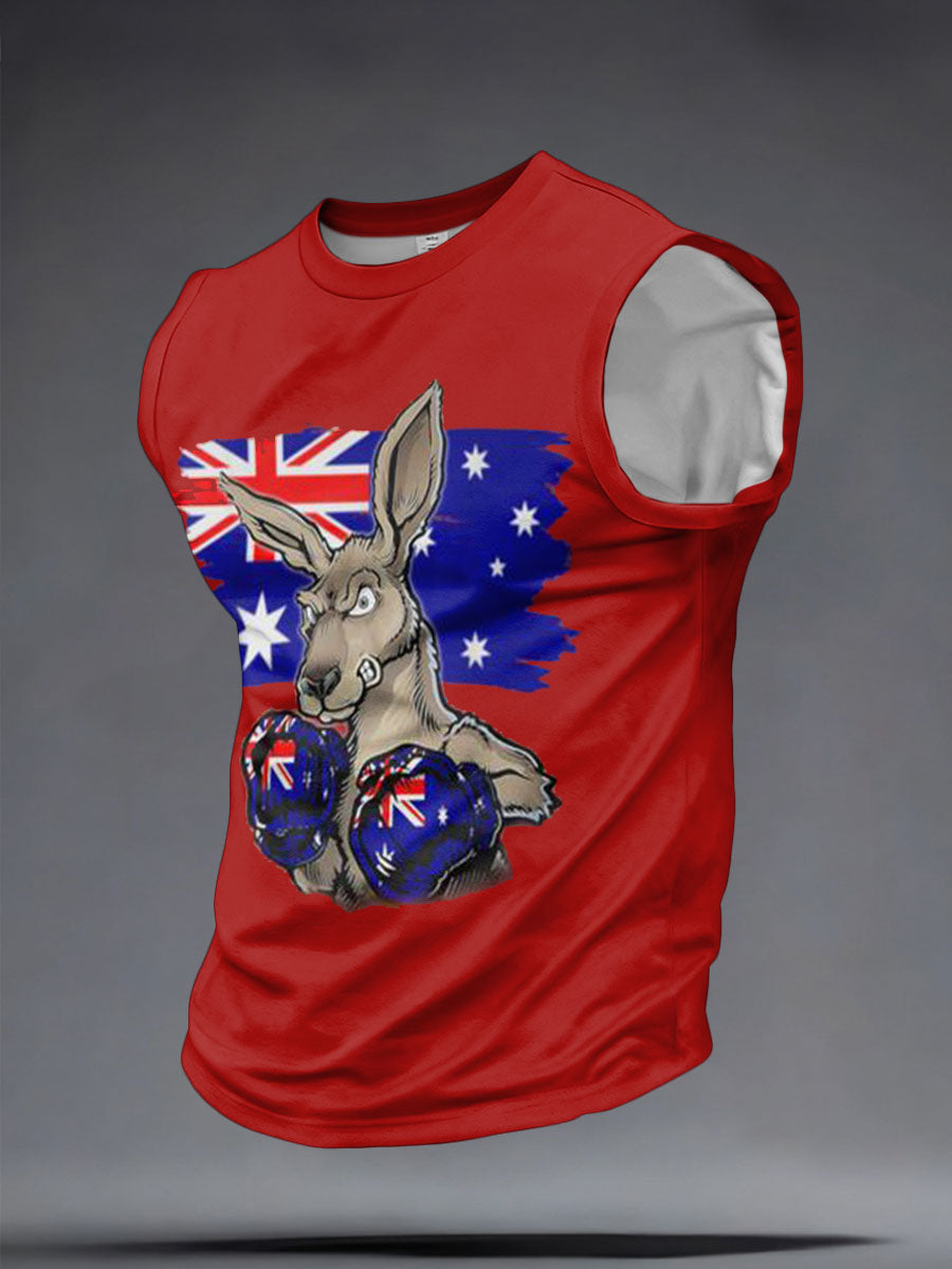 Men's Aussie Proud Australia Flag Art Printed Tank Tops