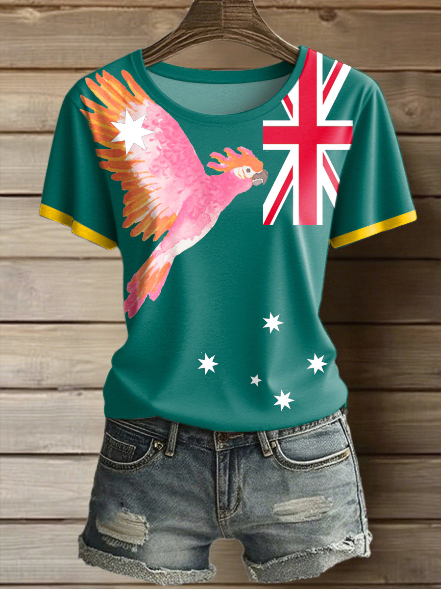 Women's Aussie Proud Australia Flag Art Printed T-shirt