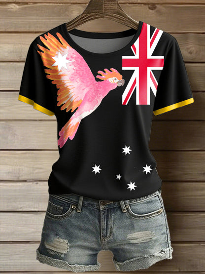 Women's Aussie Proud Australia Flag Art Printed T-shirt