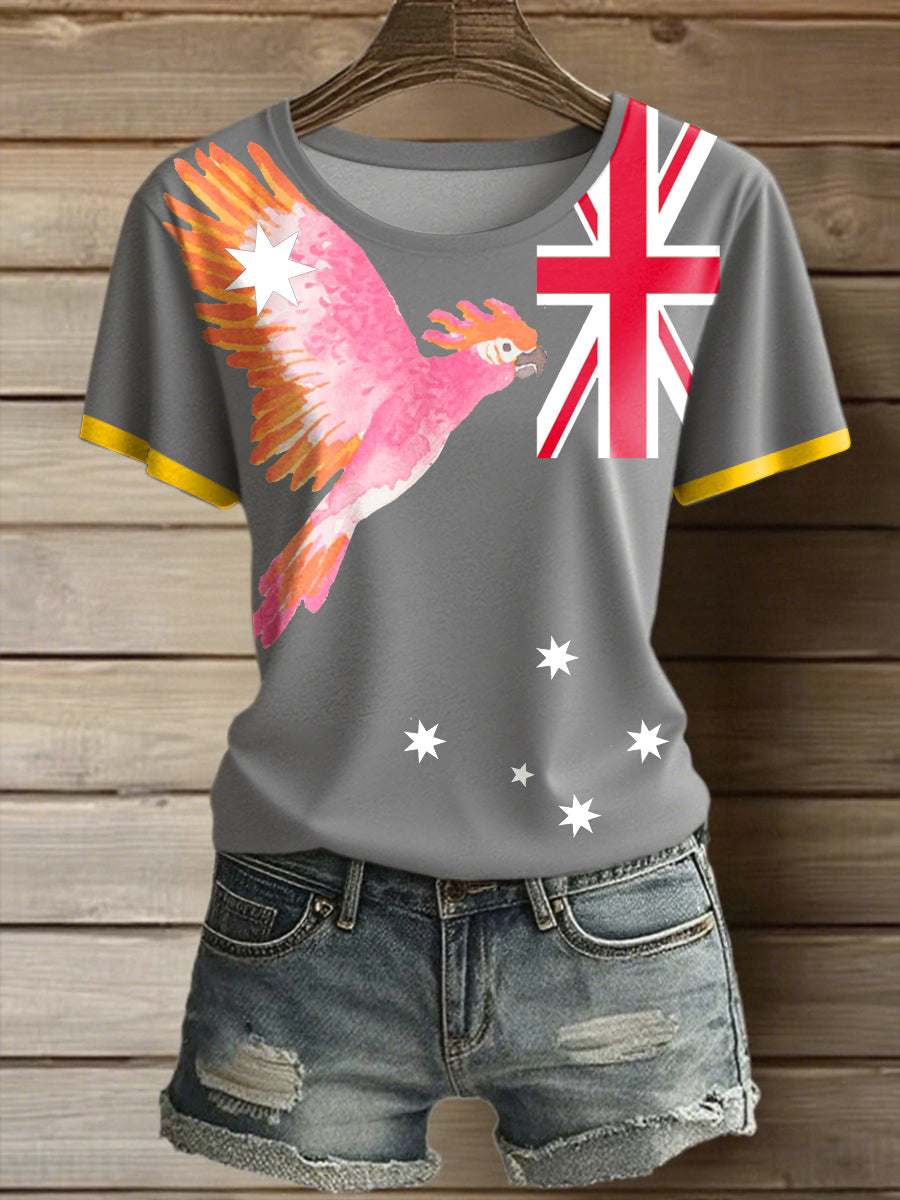 Women's Aussie Proud Australia Flag Art Printed T-shirt
