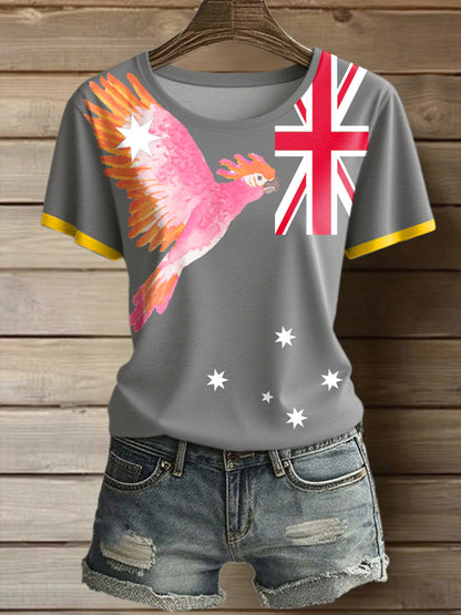 Women's Aussie Proud Australia Flag Art Printed T-shirt