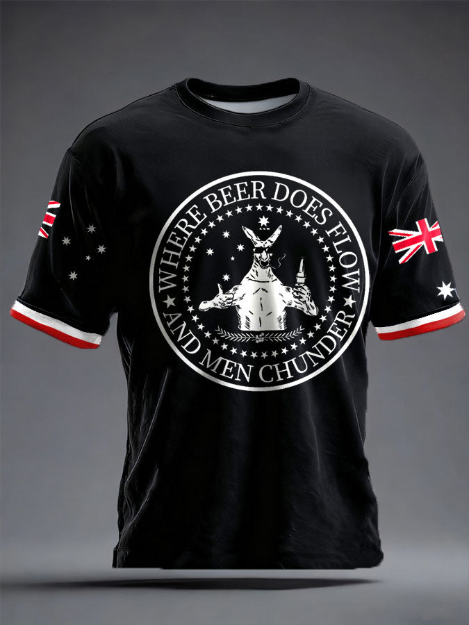 Men's Aussie Proud Australia Flag Art Printed T-shirt