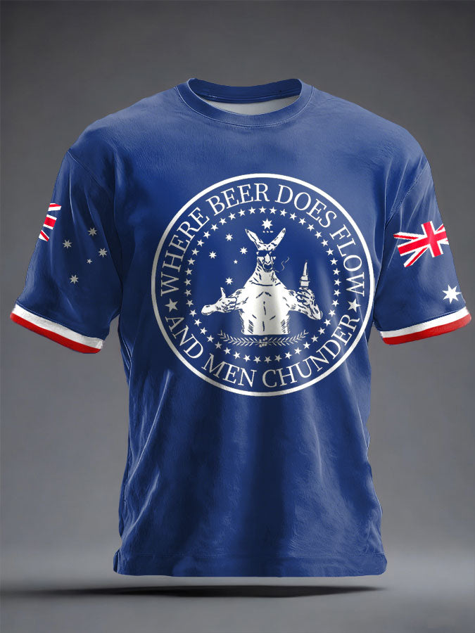 Men's Aussie Proud Australia Flag Art Printed T-shirt