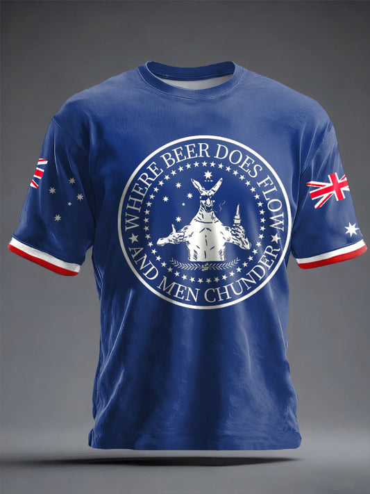 Men's Aussie Proud Australia Flag Art Printed T-shirt