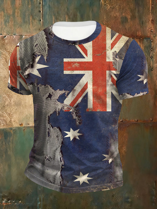 Men's Australian Vintage Distressed Print T-Shirt