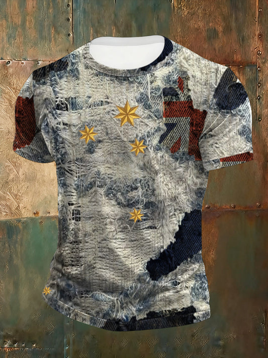 Men's Australian Vintage Distressed Print T-Shirt